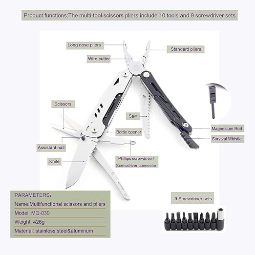 UNCVD Multitool with detachable accessories