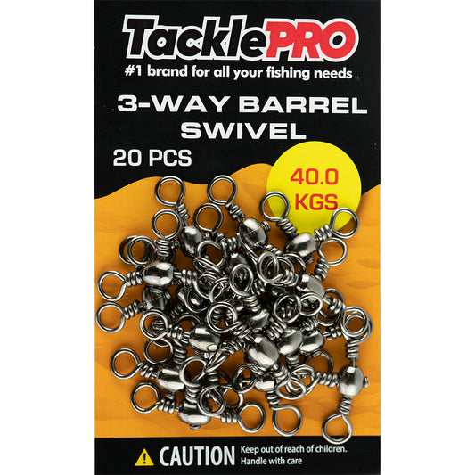 TacklePro 3 Way Barrel Swivel 40.0kg - 20pc